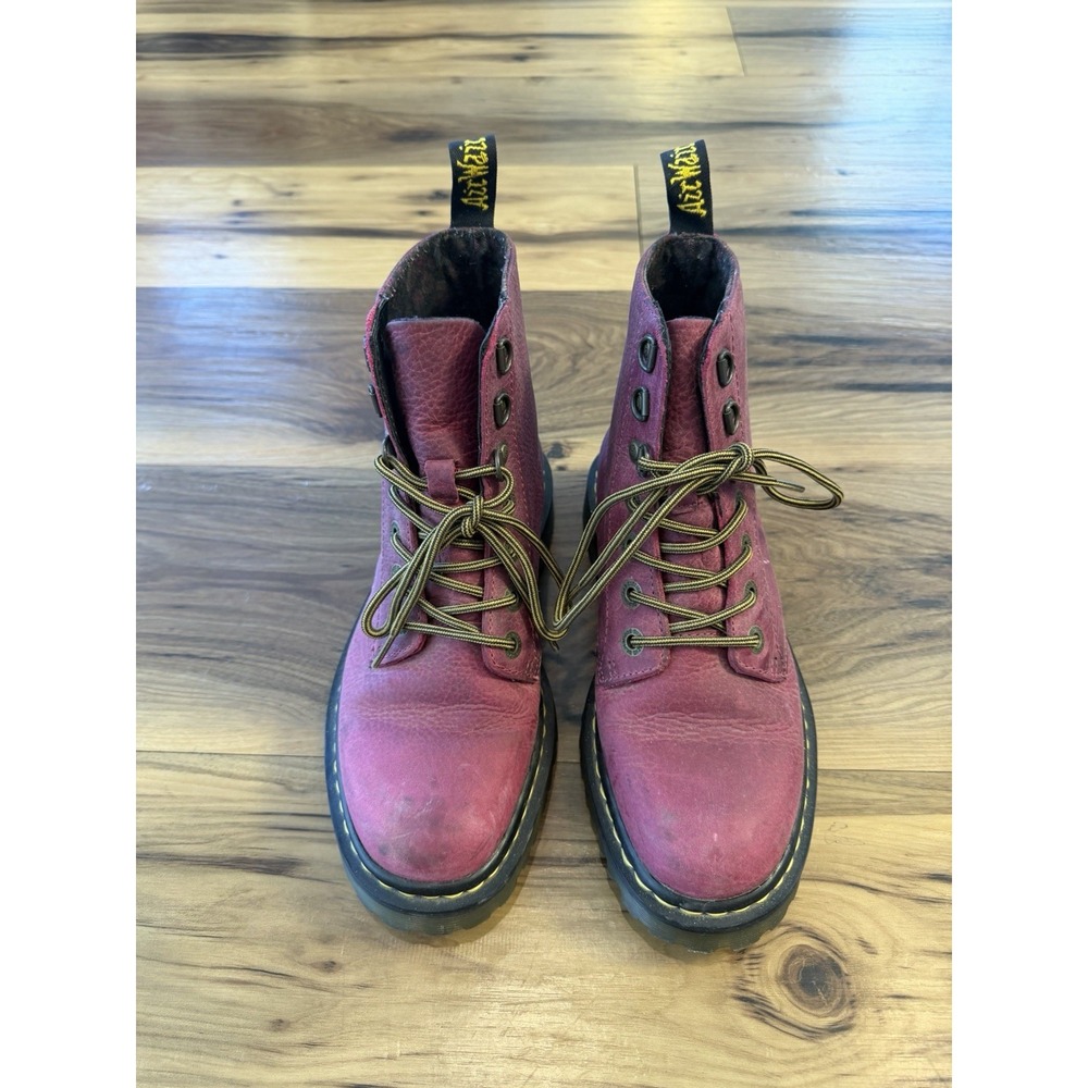 Dr. Martens Burgundy Leather Lace Up Combat Boots Women's 6 UK 4 Grunge
